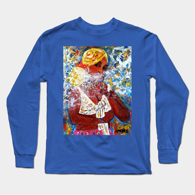 Cigar lady 95 Long Sleeve T-Shirt by amoxes